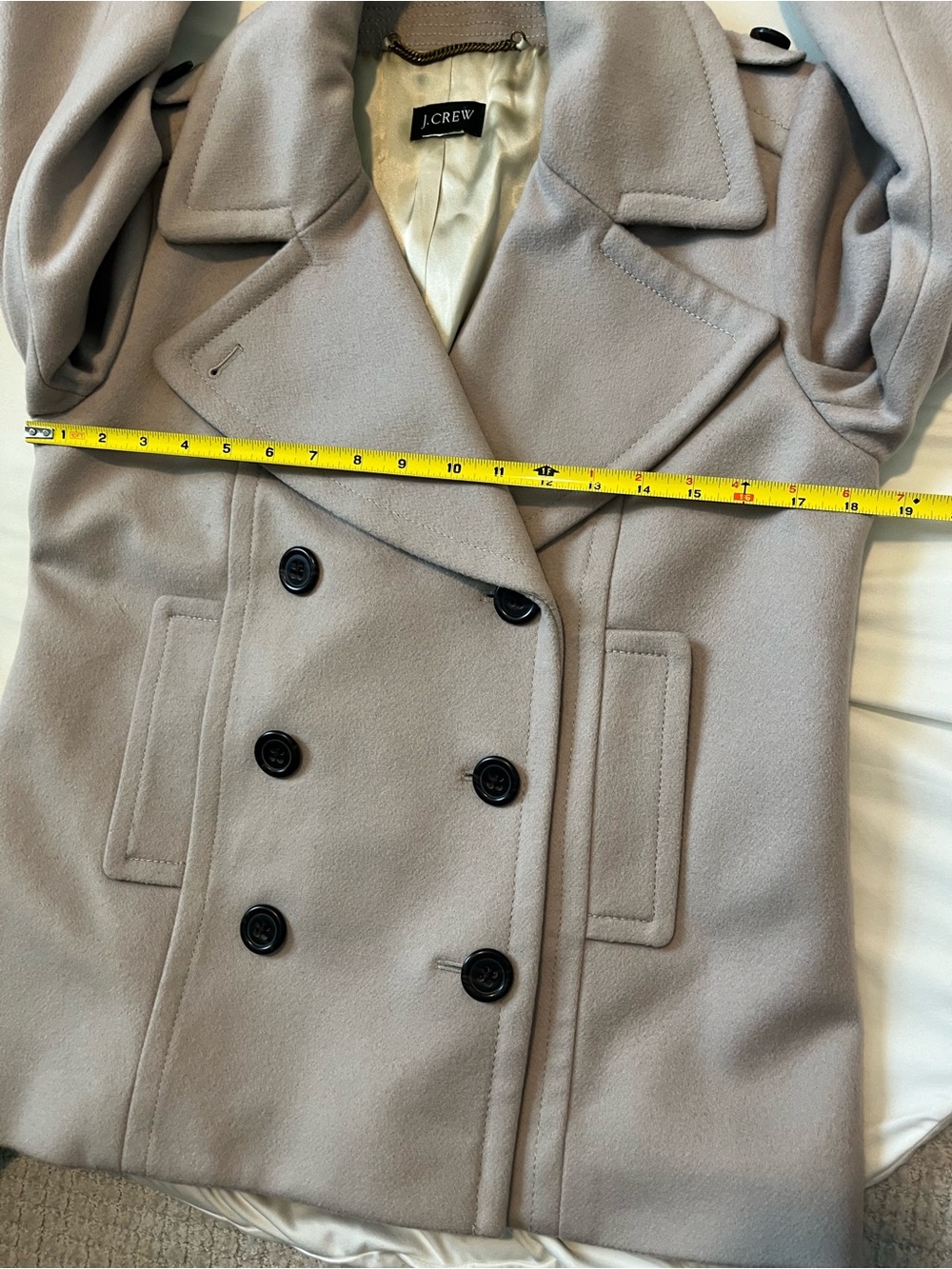 J. Crew Women's Double-Breasted Pea Coat in Light Taupe - Picture 4 of 15